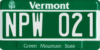 VT license plate NPW021