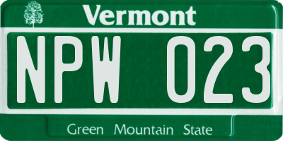 VT license plate NPW023