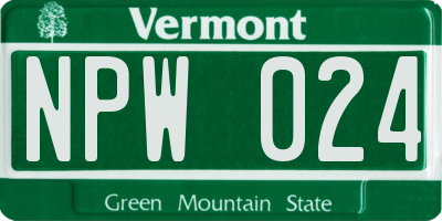 VT license plate NPW024