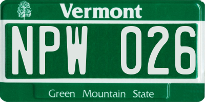 VT license plate NPW026