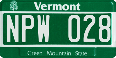 VT license plate NPW028