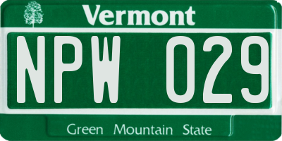 VT license plate NPW029