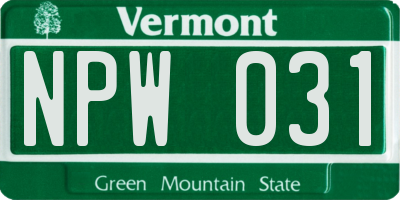VT license plate NPW031