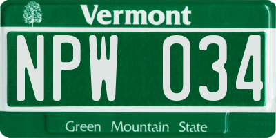 VT license plate NPW034