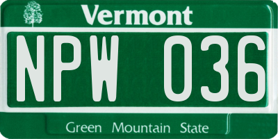 VT license plate NPW036