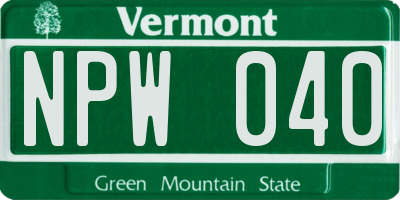 VT license plate NPW040