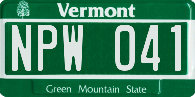 VT license plate NPW041