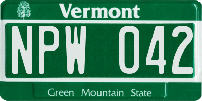 VT license plate NPW042