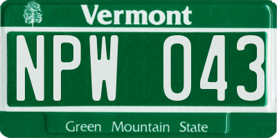 VT license plate NPW043