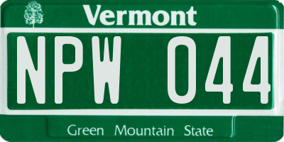 VT license plate NPW044