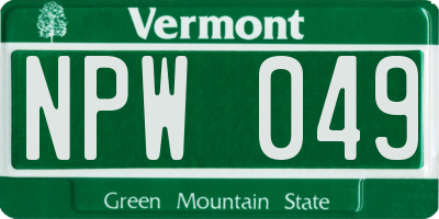 VT license plate NPW049