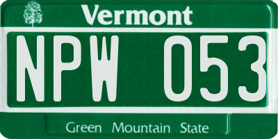 VT license plate NPW053