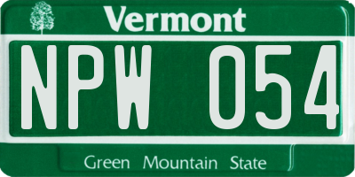 VT license plate NPW054