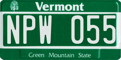 VT license plate NPW055