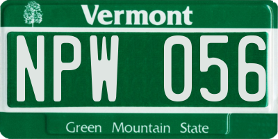 VT license plate NPW056