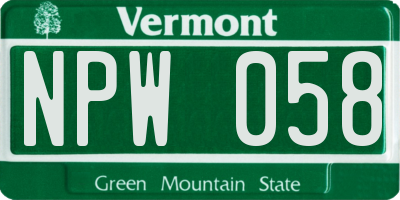 VT license plate NPW058