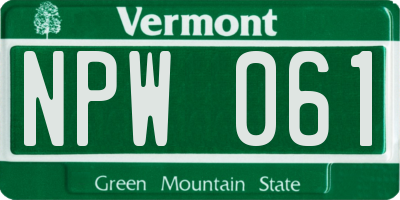 VT license plate NPW061