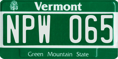 VT license plate NPW065