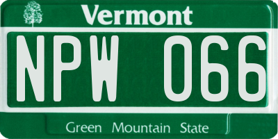VT license plate NPW066