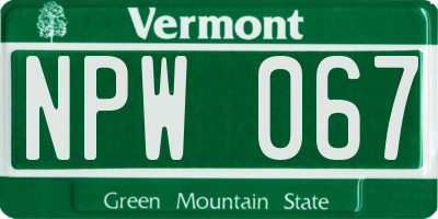 VT license plate NPW067