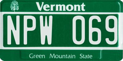 VT license plate NPW069