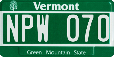 VT license plate NPW070