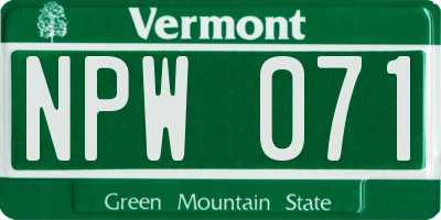 VT license plate NPW071