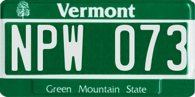VT license plate NPW073