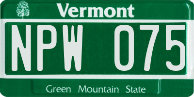 VT license plate NPW075