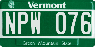 VT license plate NPW076