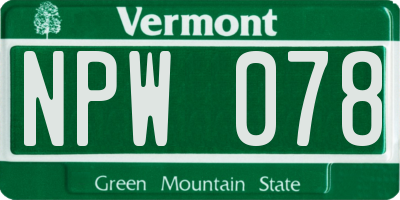VT license plate NPW078
