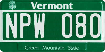 VT license plate NPW080