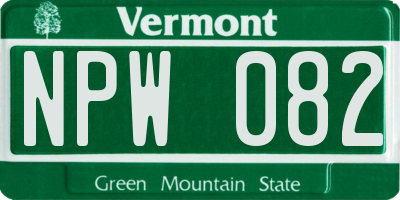 VT license plate NPW082