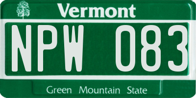 VT license plate NPW083