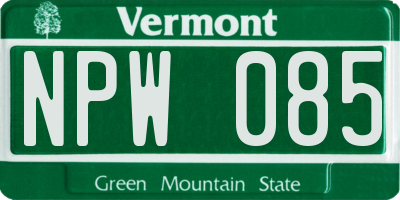 VT license plate NPW085