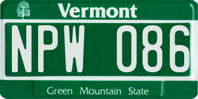 VT license plate NPW086