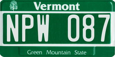 VT license plate NPW087