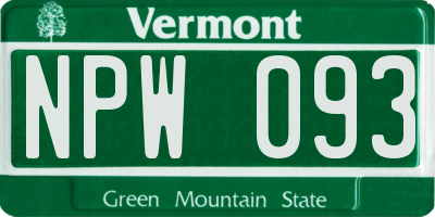 VT license plate NPW093