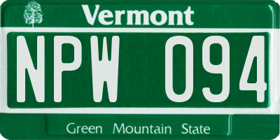 VT license plate NPW094