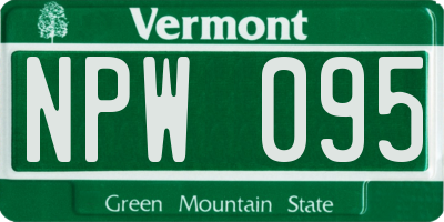 VT license plate NPW095