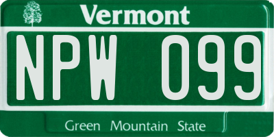 VT license plate NPW099