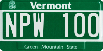 VT license plate NPW100