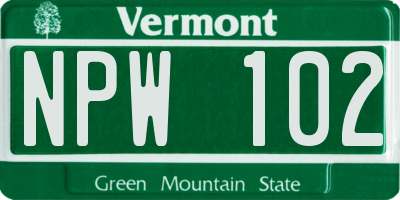 VT license plate NPW102
