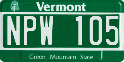VT license plate NPW105
