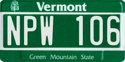 VT license plate NPW106