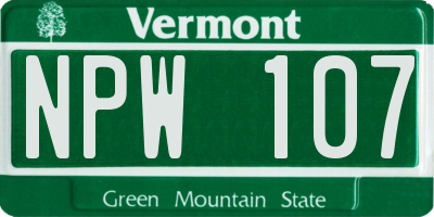 VT license plate NPW107