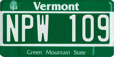 VT license plate NPW109