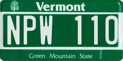 VT license plate NPW110