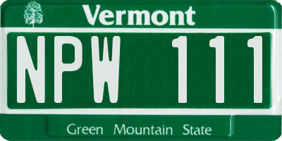 VT license plate NPW111