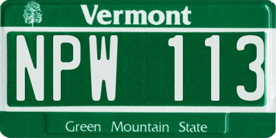 VT license plate NPW113